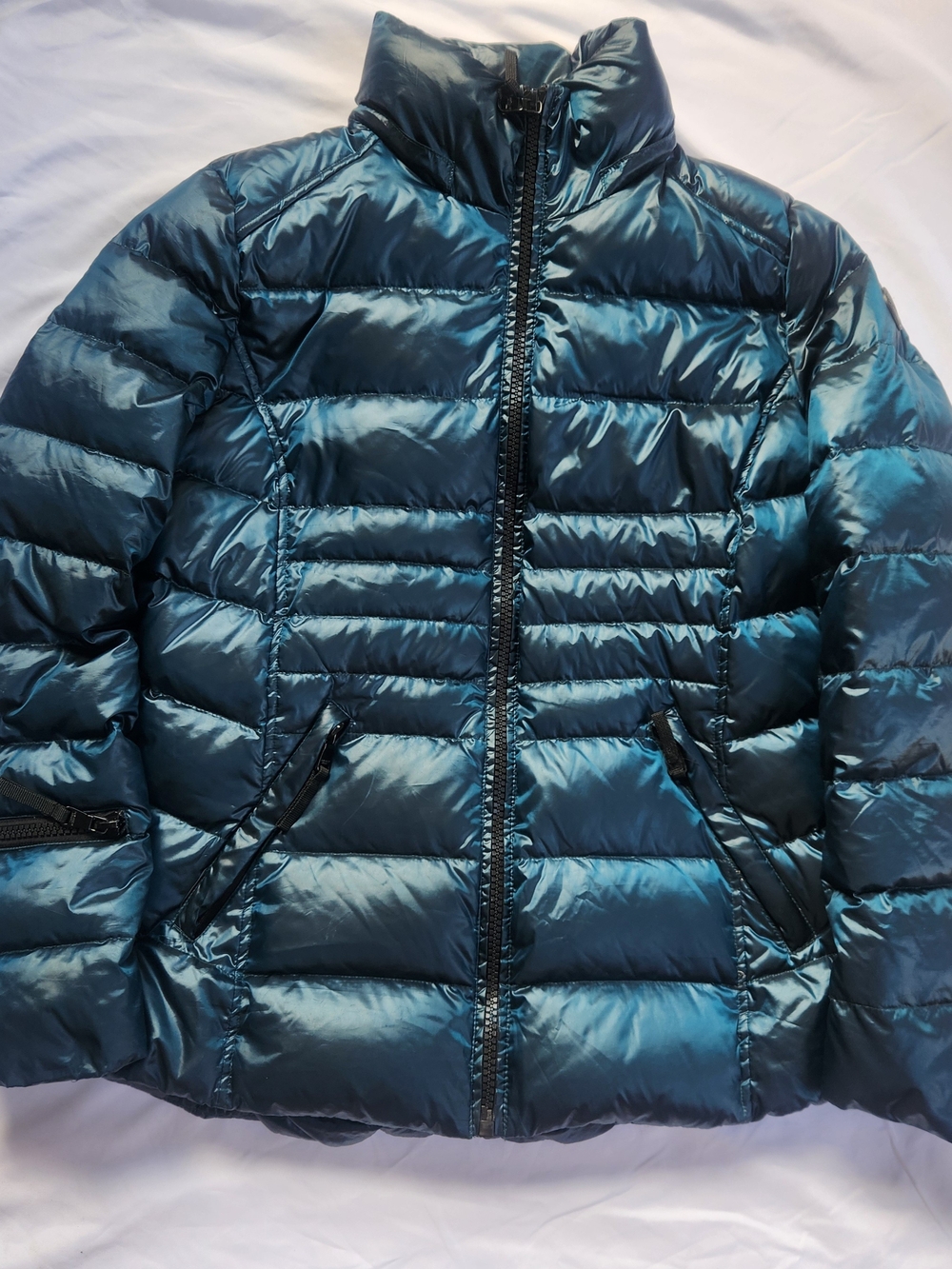 Andrew Marc Shiny Green Down Interior Pocket Jacket